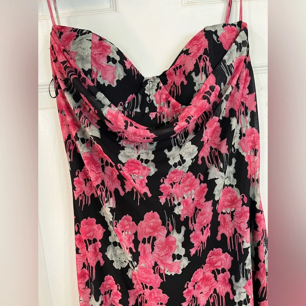 Fashion Nova Pink and Black Floral High Low Dress - Picture 4 of 5